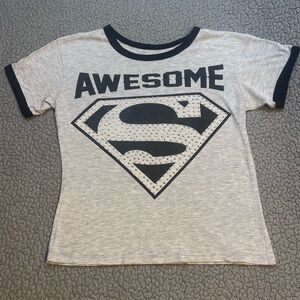Dc Comics Short Sleeve Superman T Shirt Girls Size Small Gray And Black